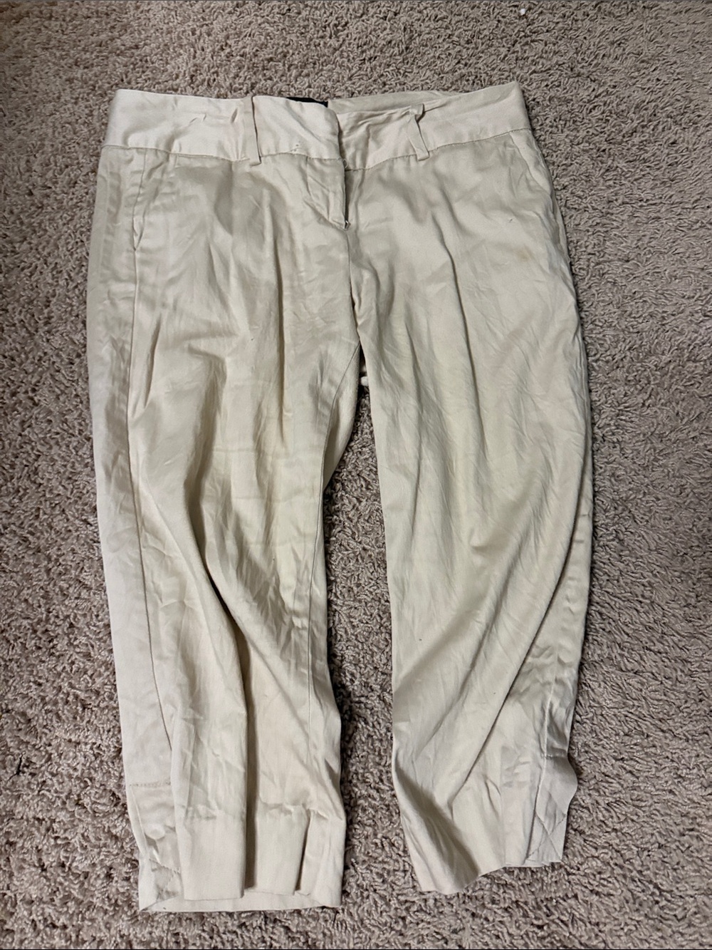 Cream Dress Pants - Classic Pleated Trousers - short